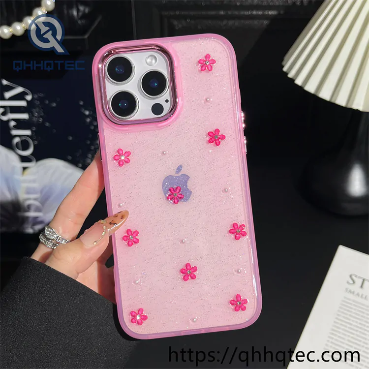 colorful flowers 2 in 1 glitter transcase