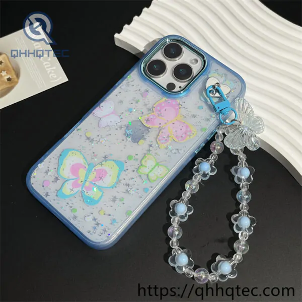 colors paintings 2 in 1 case with butterfly pendant