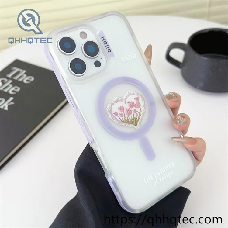 cartoon kitty transparent 2 in 1 magnetic case