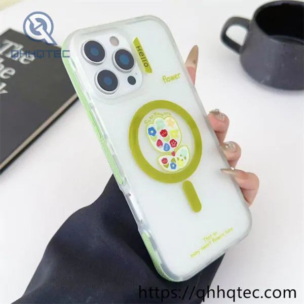 cartoon kitty transparent 2 in 1 magnetic case