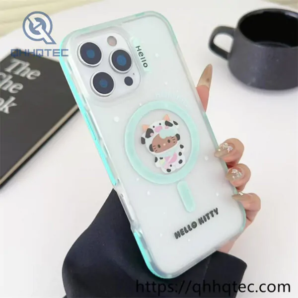 cartoon kitty transparent 2 in 1 magnetic case