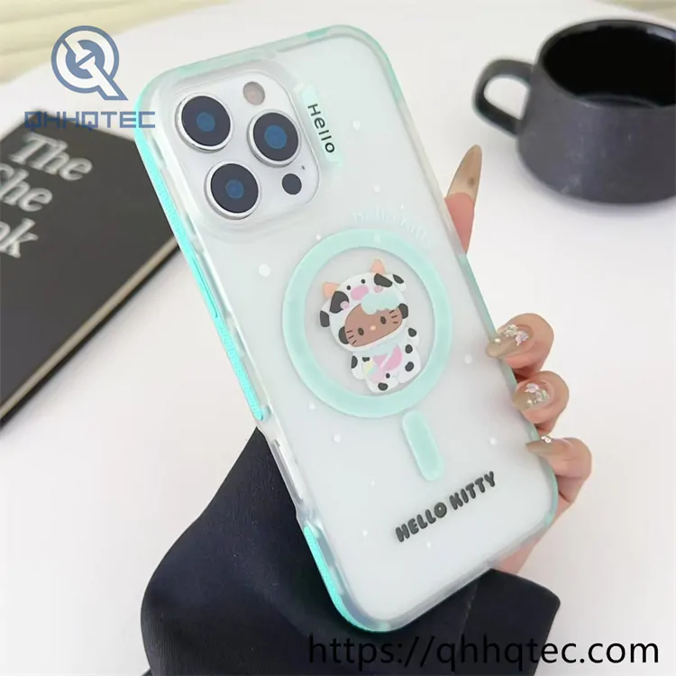 cartoon kitty transparent 2 in 1 magnetic case