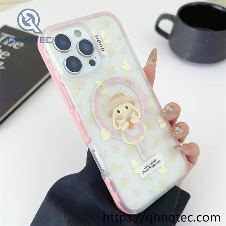 cartoon kitty transparent 2 in 1 magnetic case