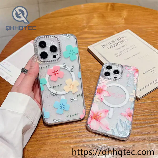 flowers surround magnetic circle 360 case