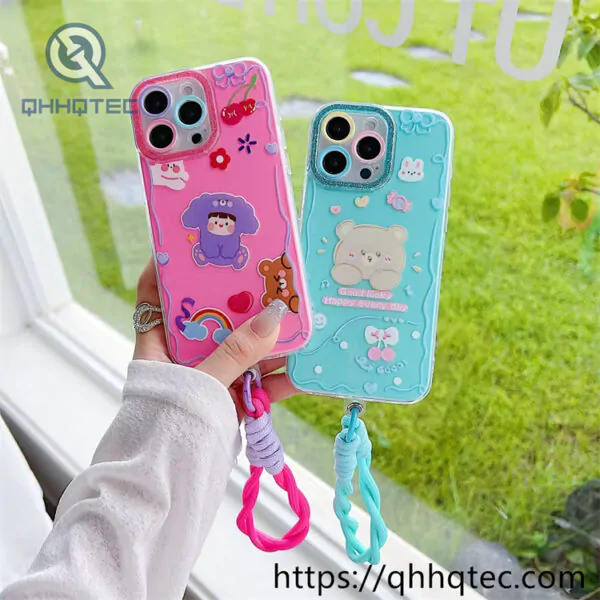 animal flowers 2 in 1 360 case with lanyard