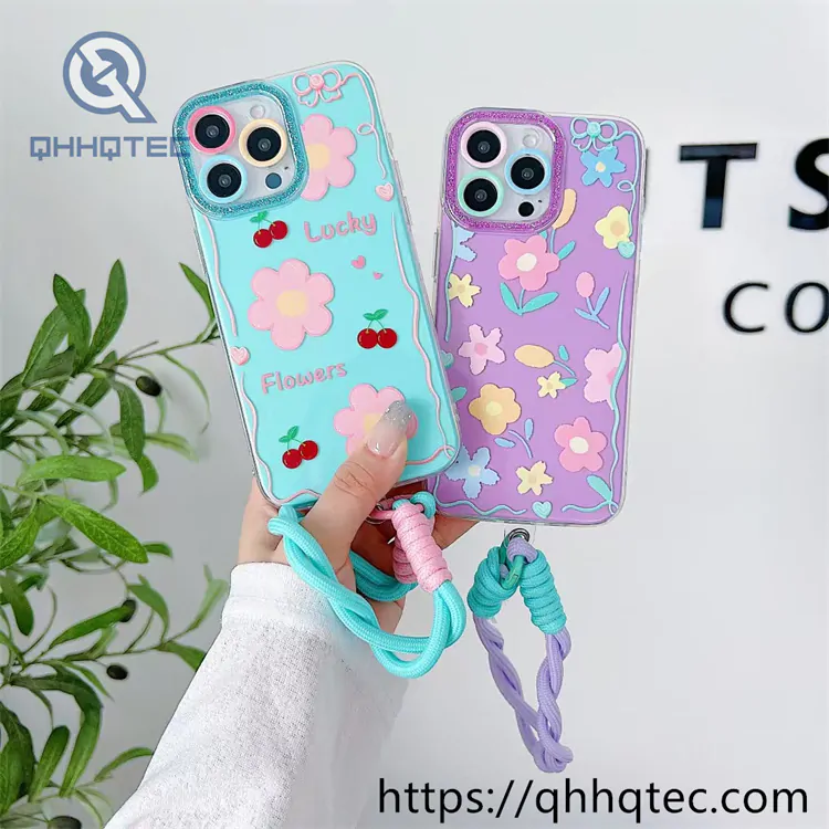 animal flowers 2 in 1 360 case with lanyard