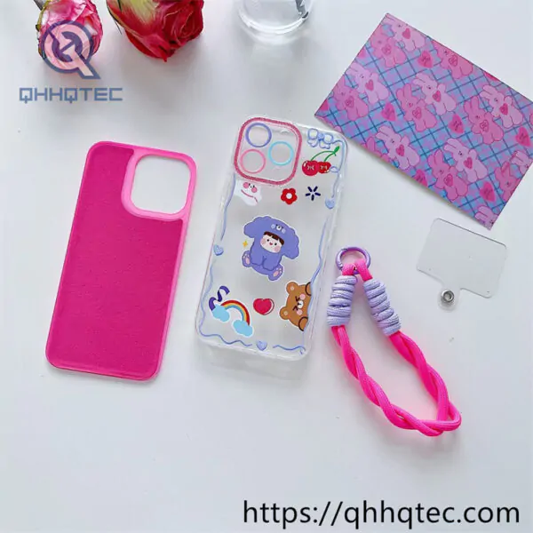animal flowers 2 in 1 360 case with lanyard