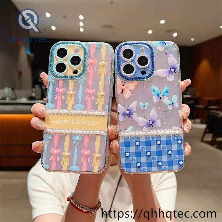 striped plaid design 2 in 1 360 glitter case