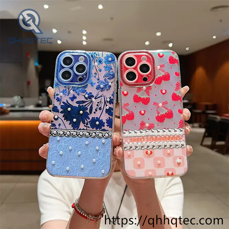 striped plaid design 2 in 1 360 glitter case