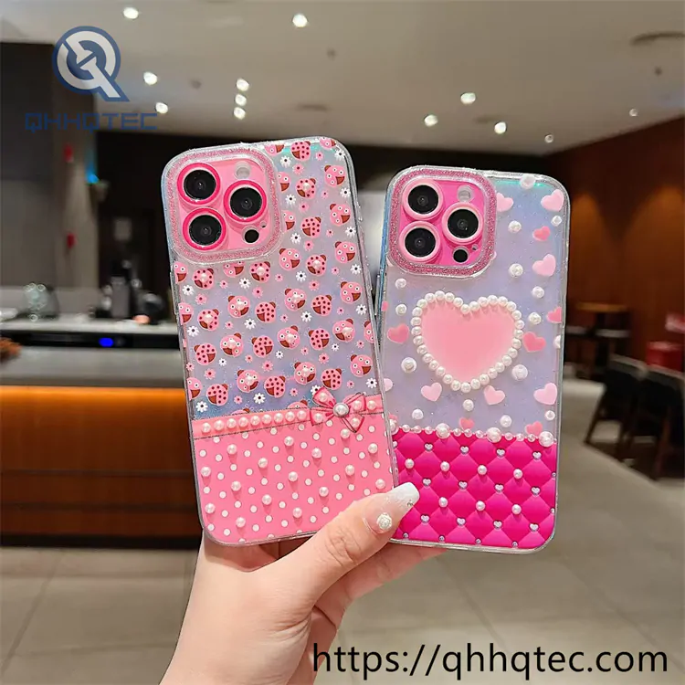 striped plaid design 2 in 1 360 glitter case