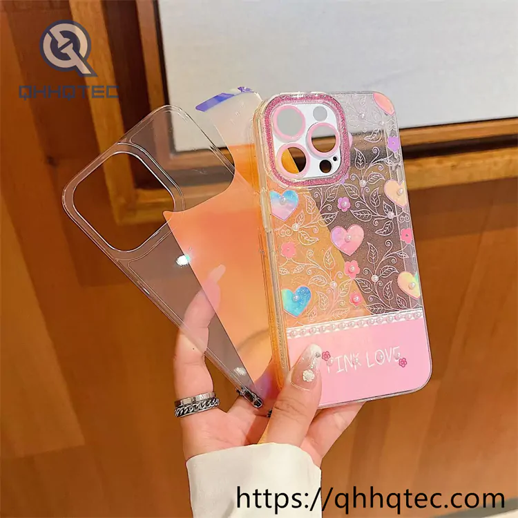 striped plaid design 2 in 1 360 glitter case
