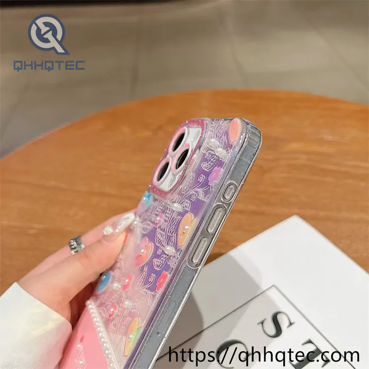 striped plaid design 2 in 1 360 glitter case