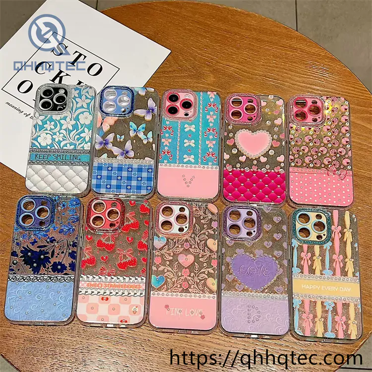 striped plaid design 2 in 1 360 glitter case