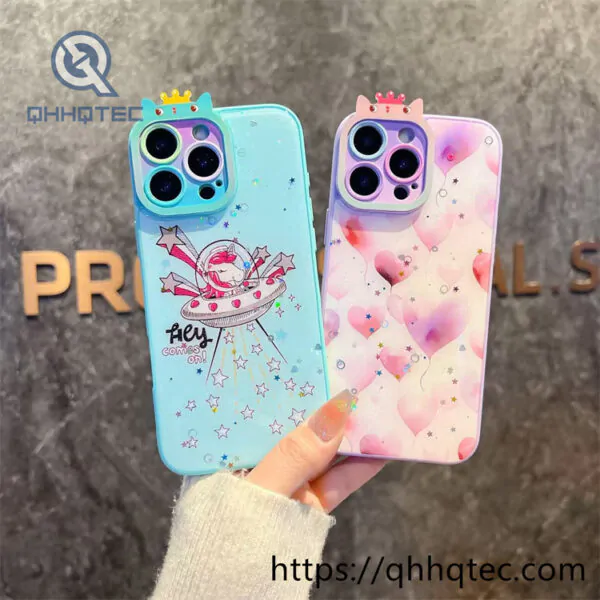 cat ear camera colorful painting 2 in 1 case