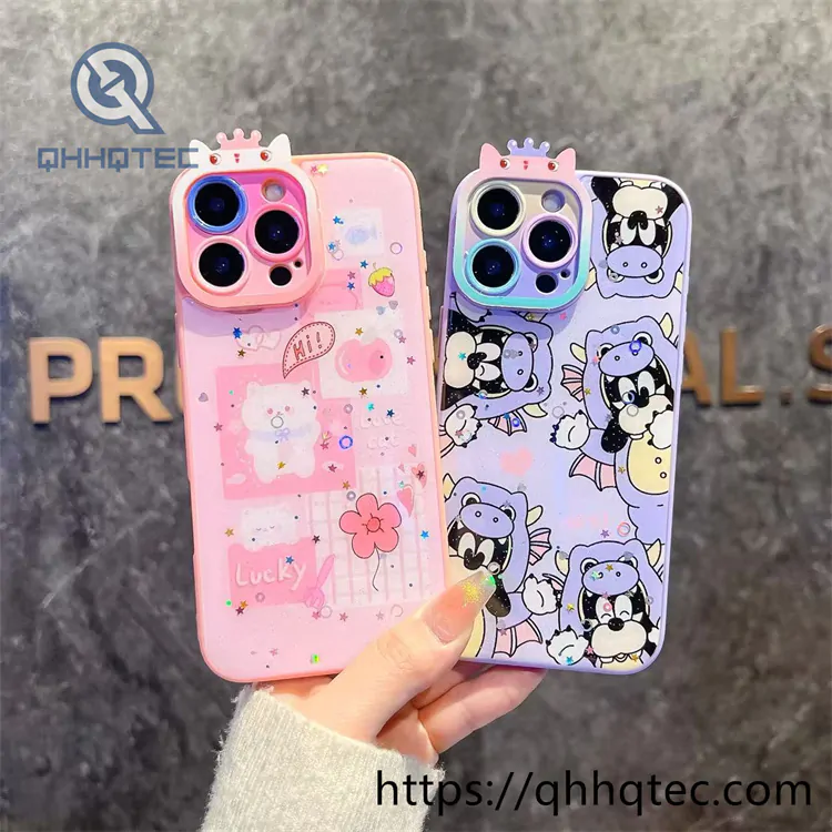 cat ear camera colorful painting 2 in 1 case