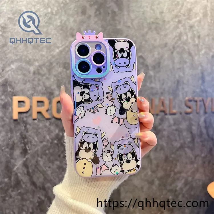 cat ear camera colorful painting 2 in 1 case