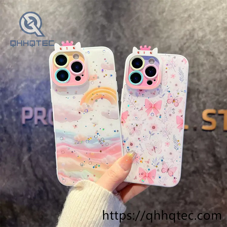 cat ear camera colorful painting 2 in 1 case