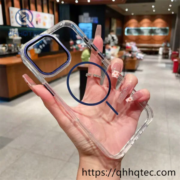 fine circle ice crystal magnetic non yellowing mobile phone case