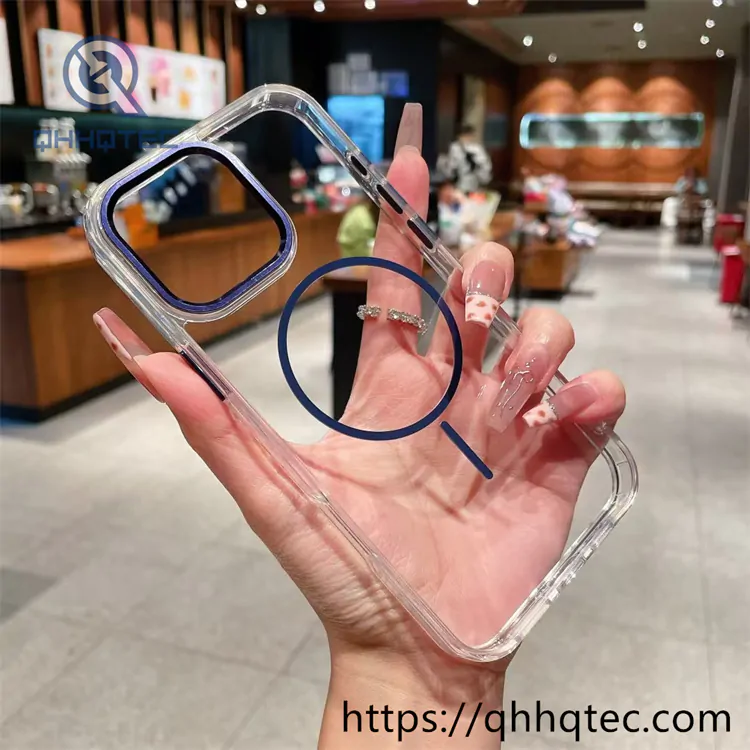 fine circle ice crystal magnetic non yellowing mobile phone case