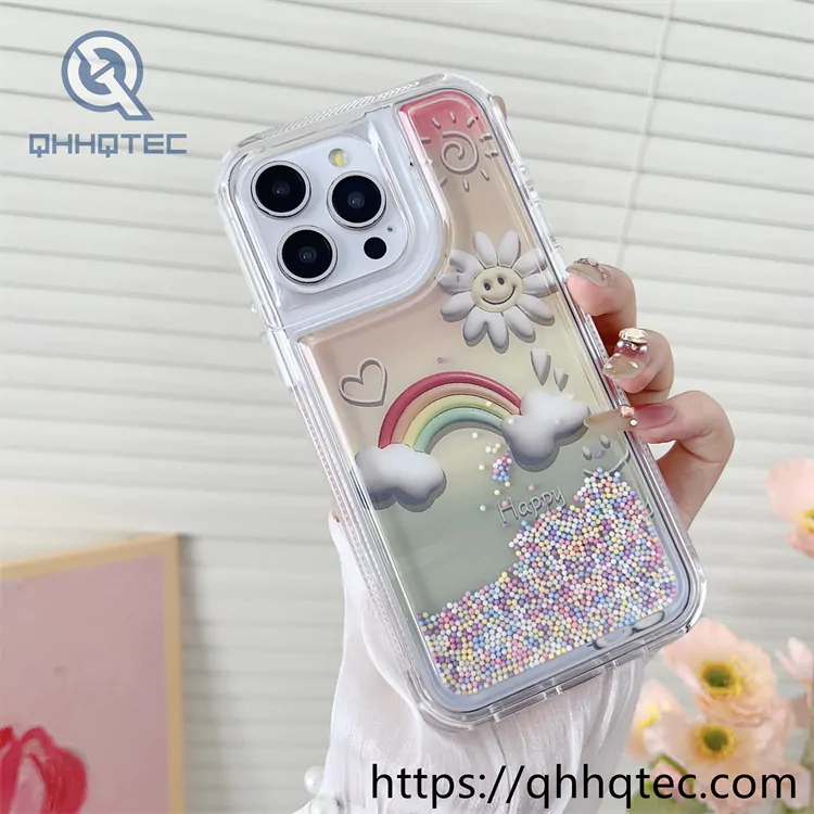 flowing beads rainbow color 2 in 1 mobile phone