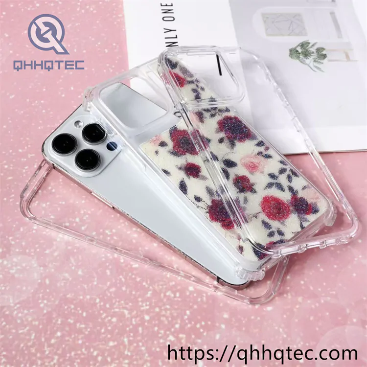 colorful rose patterns 3 in 1 glitter case