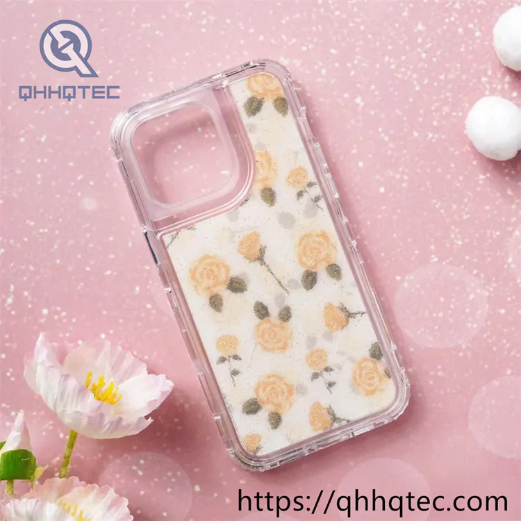 colorful rose patterns 3 in 1 glitter case