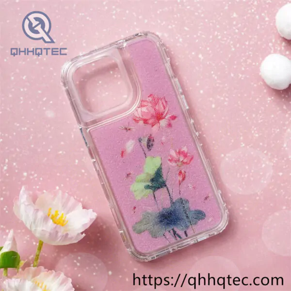 colorful rose patterns 3 in 1 glitter case