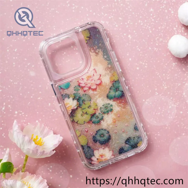 colorful rose patterns 3 in 1 glitter case
