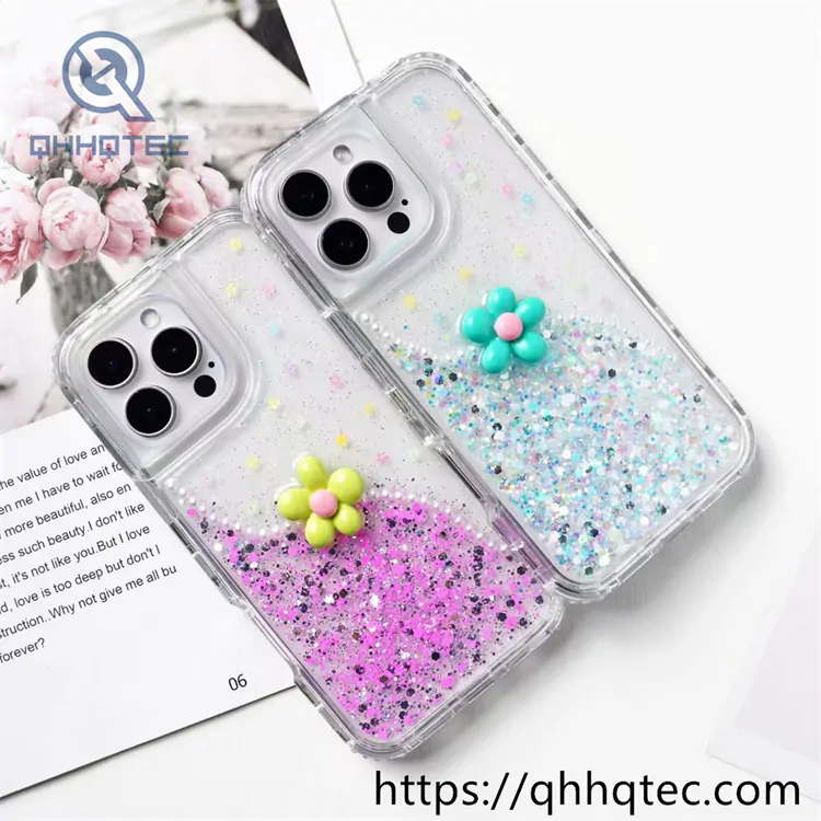 colorful rose patterns 3 in 1 glitter case (复制)
