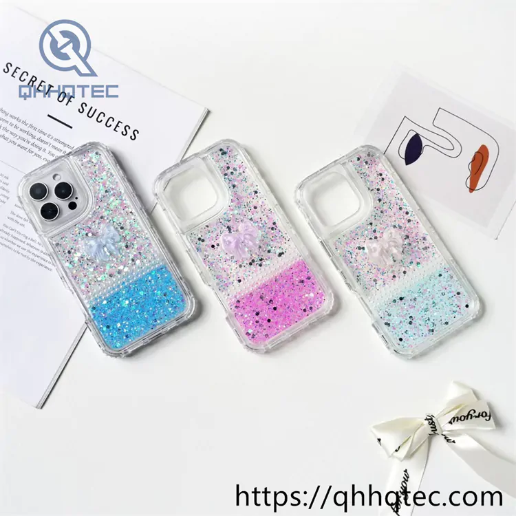 two color glitter sequins decoration 3 in 1 case
