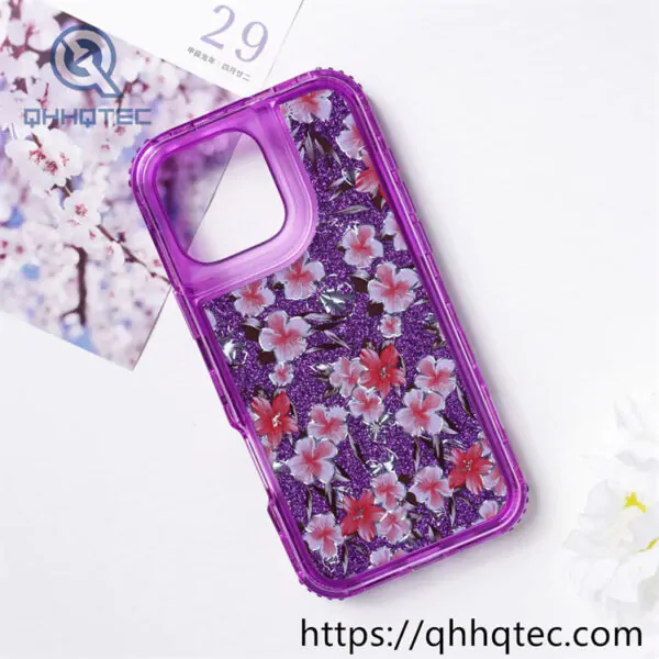 colorful frames flowers 3 in 1 glitter case