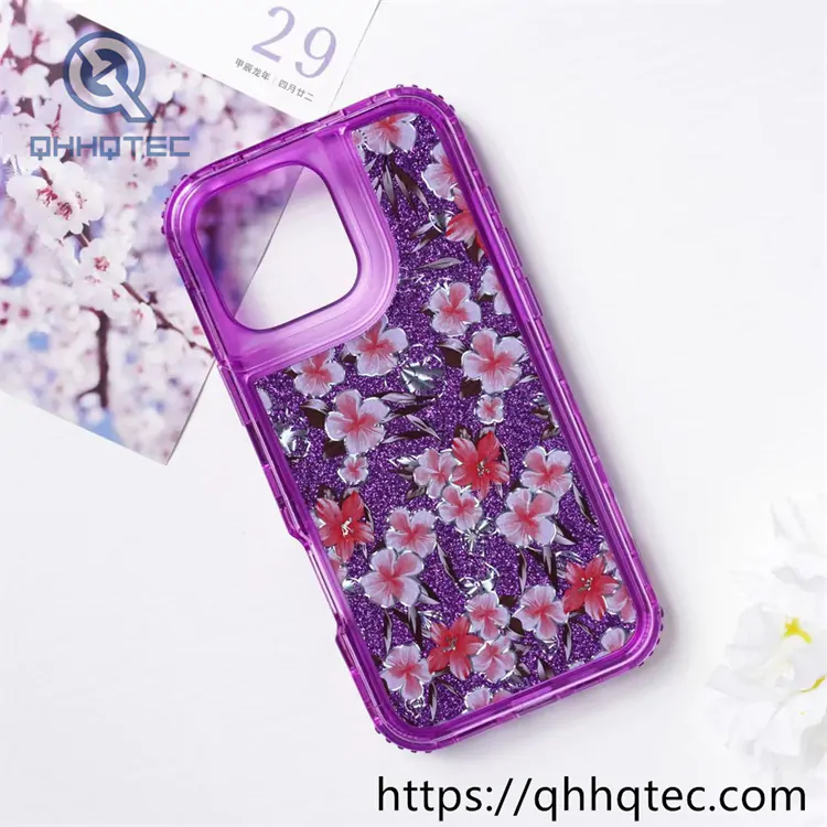 colorful frames flowers 3 in 1 glitter case
