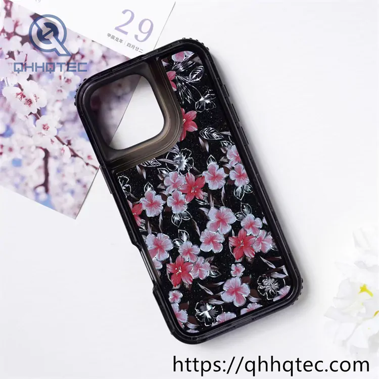 colorful frames flowers 3 in 1 glitter case