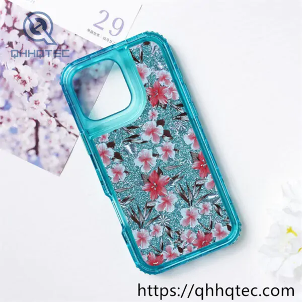 colorful frames flowers 3 in 1 glitter case