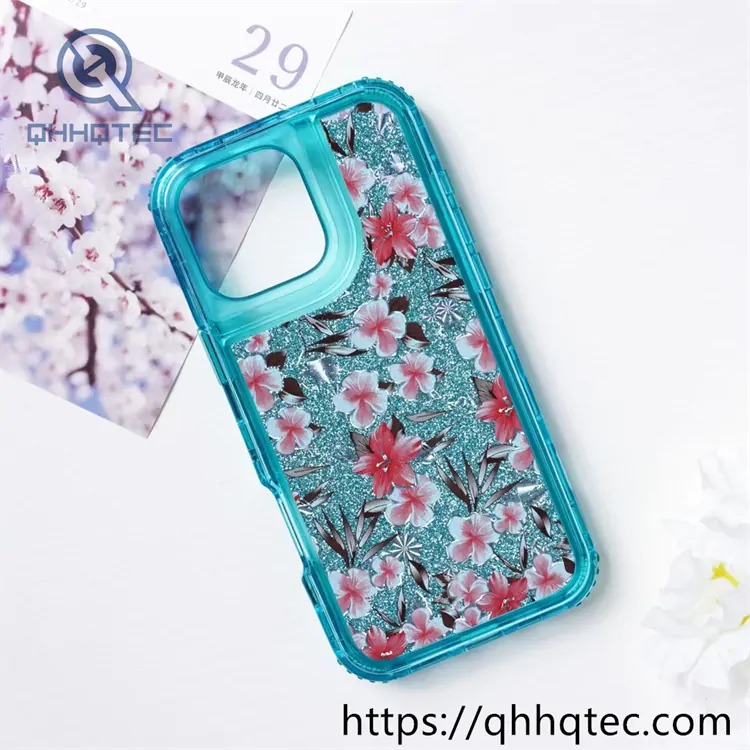 colorful frames flowers 3 in 1 glitter case
