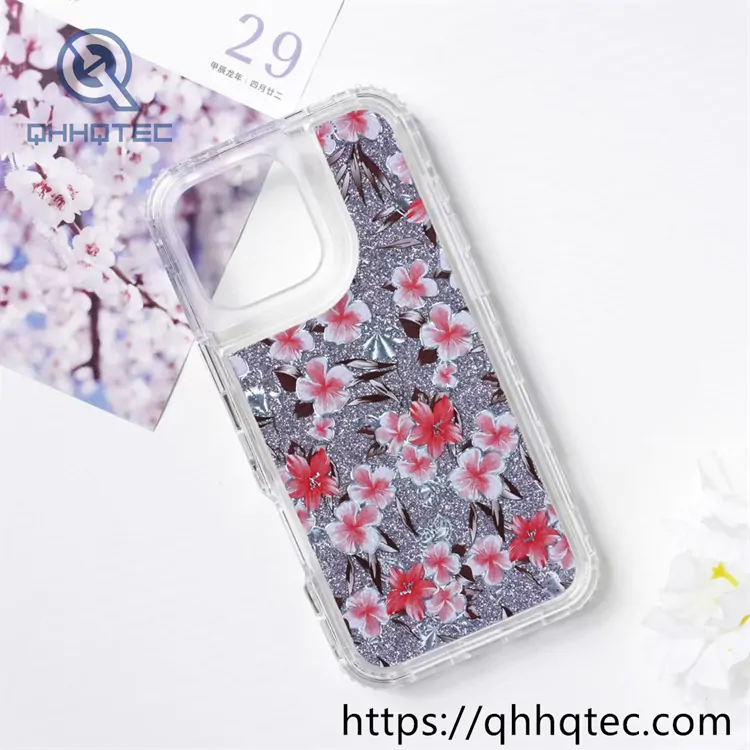 colorful frames flowers 3 in 1 glitter case