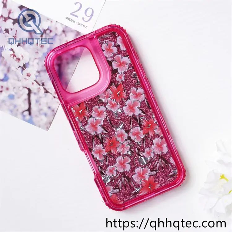 colorful frames flowers 3 in 1 glitter case