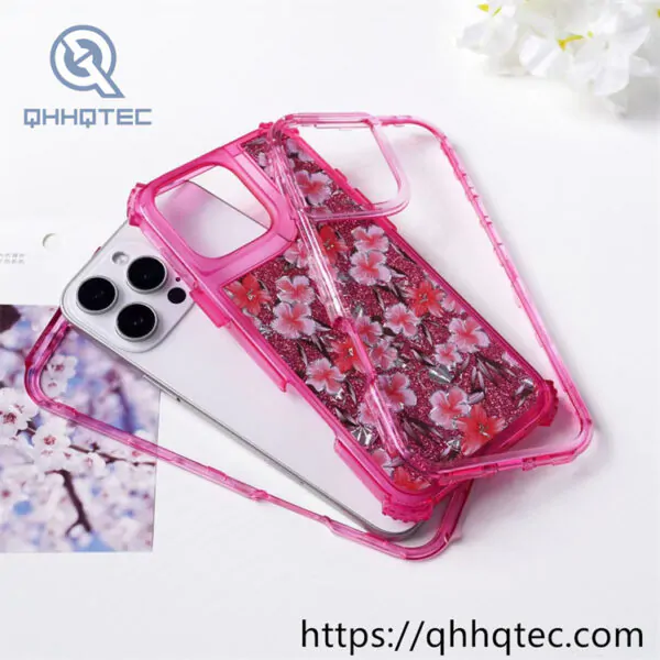 colorful frames flowers 3 in 1 glitter case