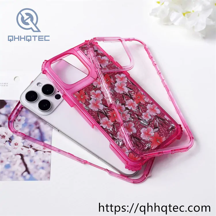 colorful frames flowers 3 in 1 glitter case