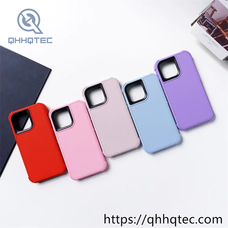 drop resistant bright pure color 3 in 1 case