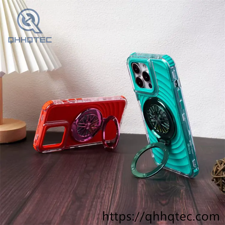 colorful wave texture 3 in 1 case with gyro bracket