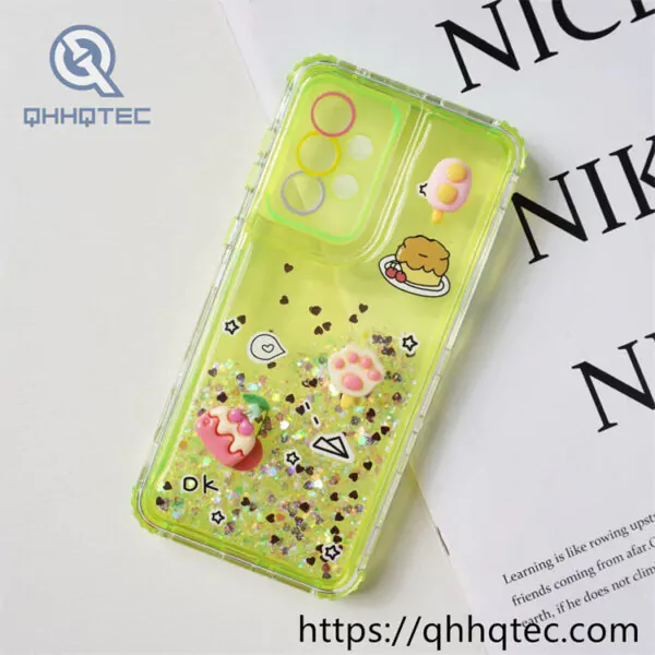 sequins quicksand 3 in 1 case with decoration