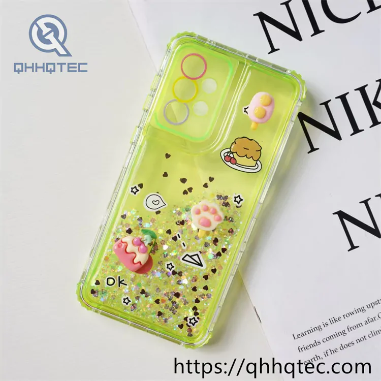 sequins quicksand 3 in 1 case with decoration