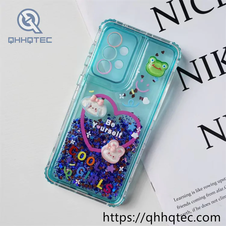 sequins quicksand 3 in 1 case with decoration