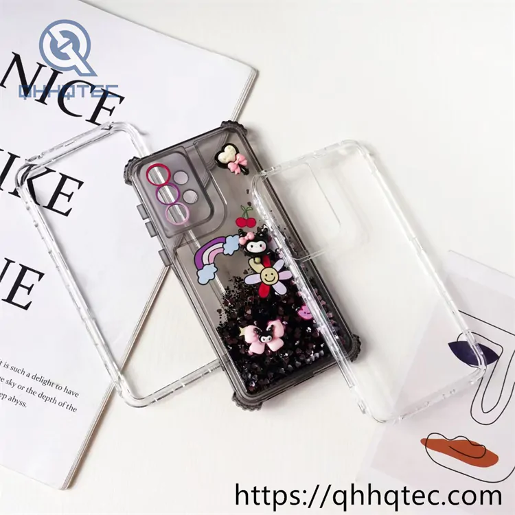 sequins quicksand 3 in 1 case with decoration