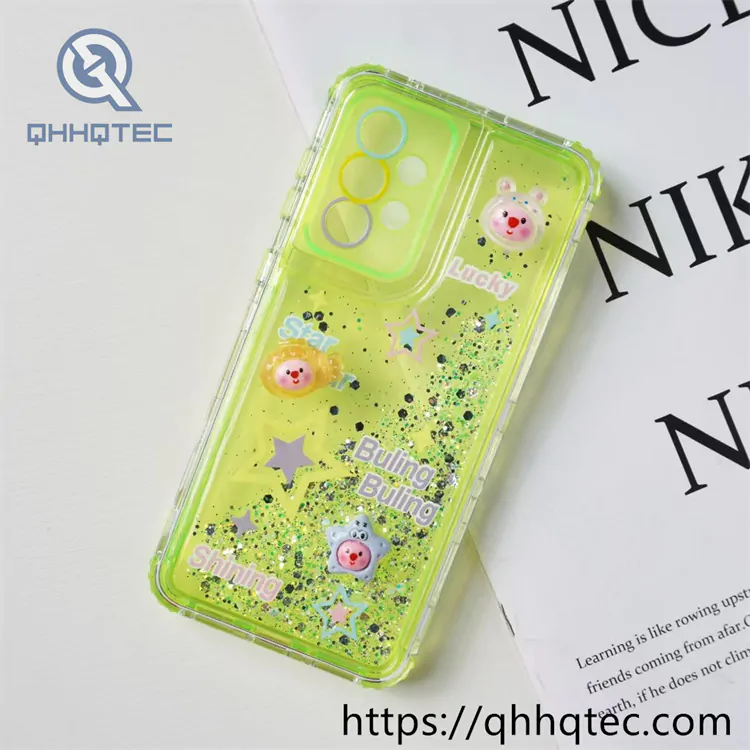 sequins quicksand 3 in 1 case with decoration