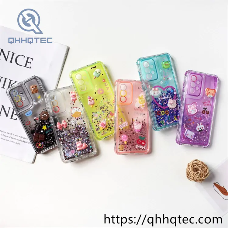 sequins quicksand 3 in 1 case with decoration