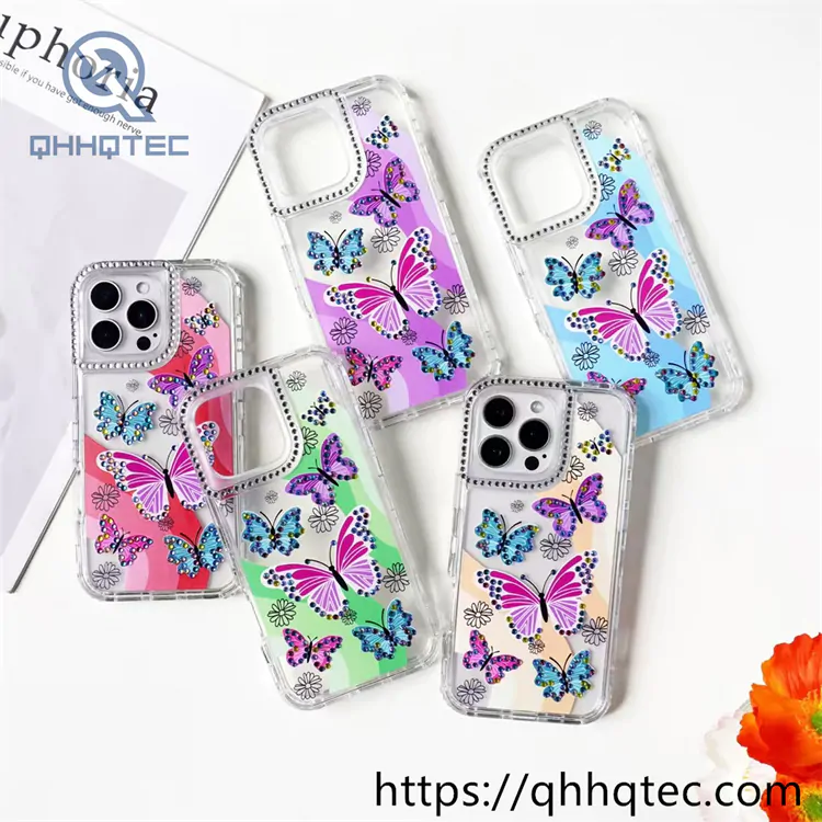 color lines 3 in 1 butterfly diamonds case