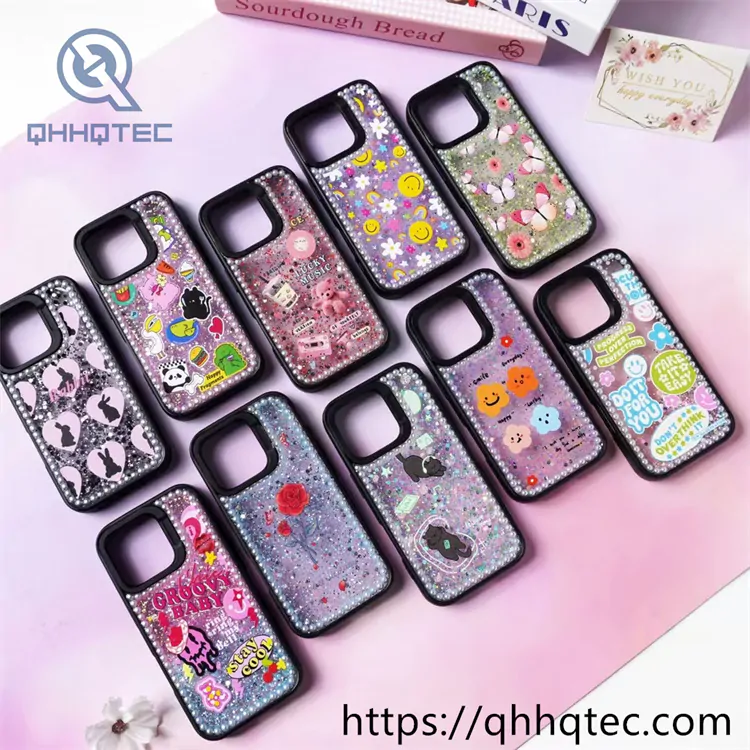 transaprent glitter 2 in 1 case pearl frame