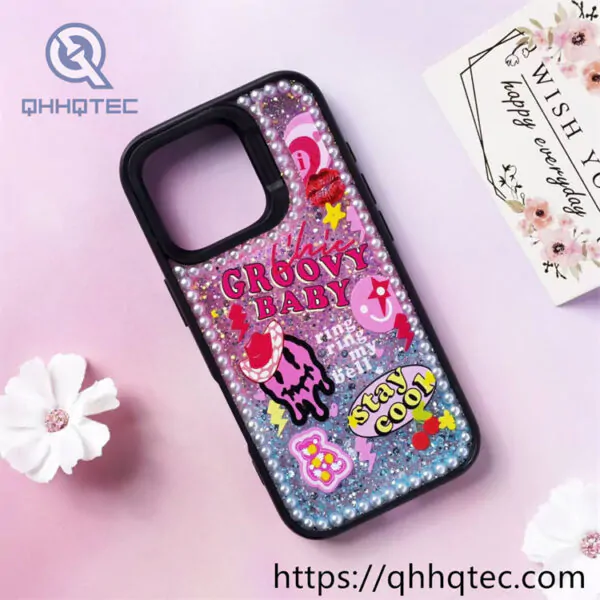 transaprent glitter 2 in 1 case pearl frame